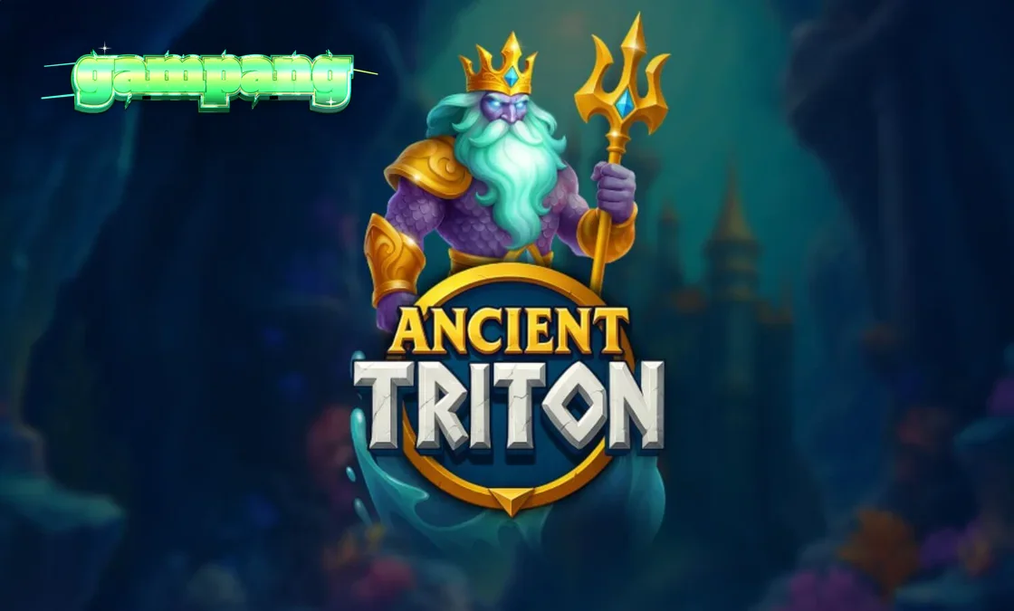 Tampilan visual slot Ancient Triton dengan latar belakang istana bawah laut yang megah